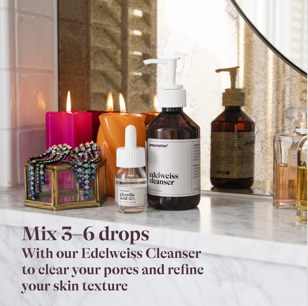 Prescription Skincare Glycolic Acid 10% mengen met Edelweiss Cleanser voor diepe poriereiniging