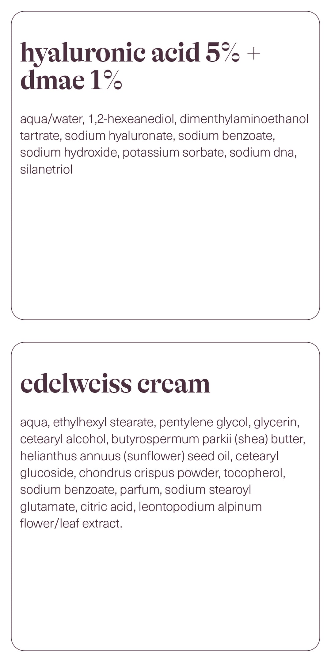 Crème Acide Hyaluronique + Edelweiss - duo peau