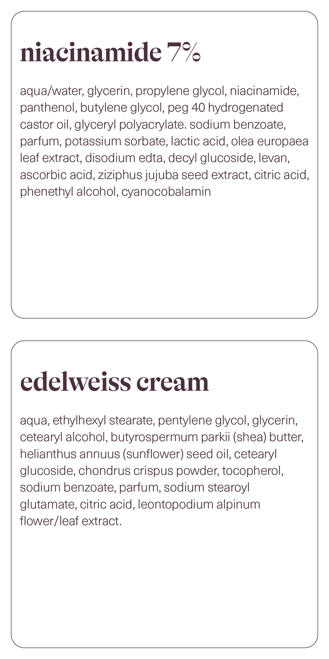 Crème niacinamide + Edelweiss - duo peau