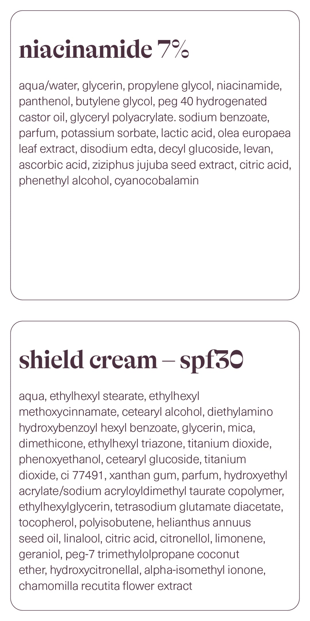 Crème Niacinamide + Bouclier - duo peau