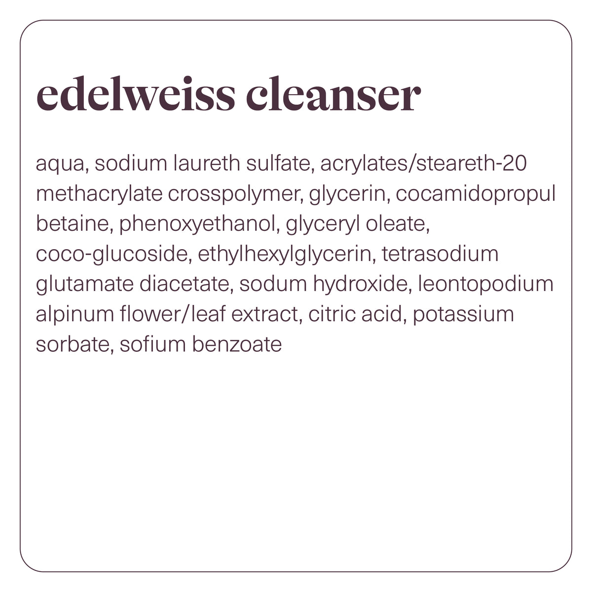Edelweiss Cleanser